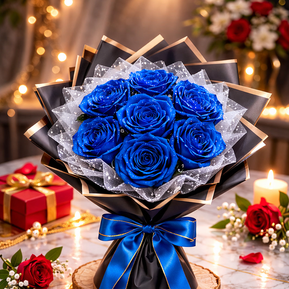 Blue Elegance Flower Bouquet thumbnail 2