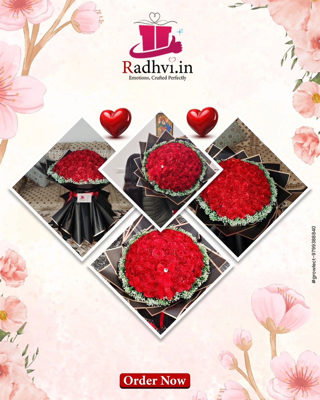 Luxury 80 Red Roses Bouquet thumbnail 2